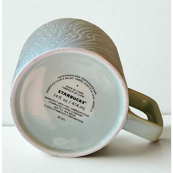 Starbucks 2022 Mint Green Anniverysary Siren Mermaid Tail 14 oz Ceramic Mug - Picture 8 of 9